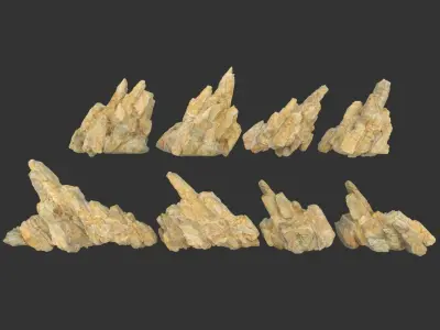High poly Yellow Spiky Modular Rock 230715 3D model