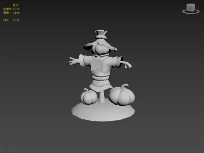 Cartoon Scarecrow Low-poly 3D model