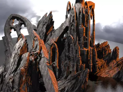 Gorgoroth Temple Fortress Ruins bridge 3D model