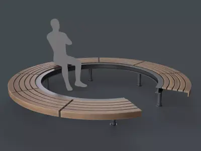 Modern Outdoor Bench 105 PBR Game Ready Low-poly 3D model