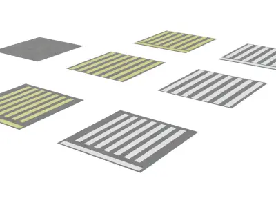 Simple Modular Street and Roads  Low-poly 3D model