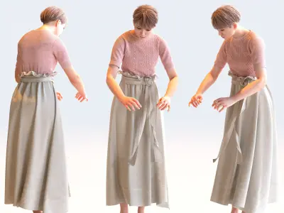Posed Asian Casual Woman - 5 Pack 4 - C1-F4K 3D model