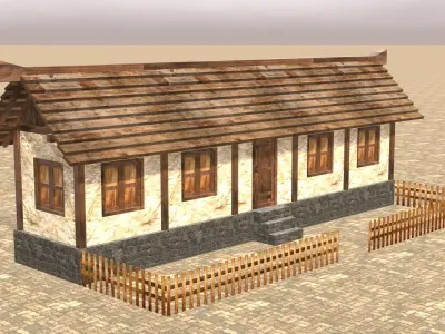 Low Poly Medieval House Pack with Realistic Textures for Games Low-poly 3D model