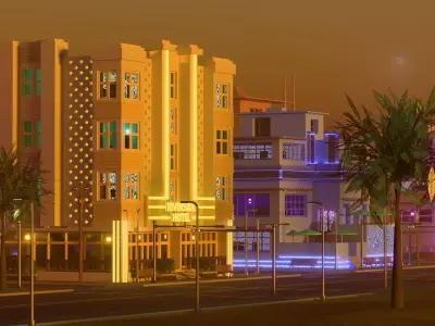 Ocean Drive - Miami Street Scene 3D model