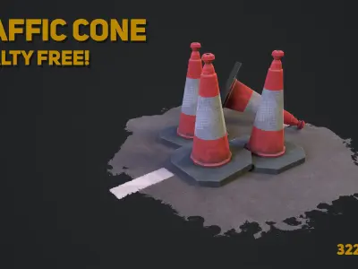 Stylized Traffic Cone Low-poly 3D model
