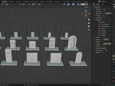 15 Exterior Doors Base Mesh Models Low-poly 3D model