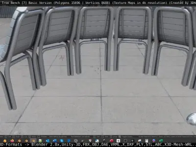  Round Tree Bench - 7 - Basic Version Low-poly 3D model