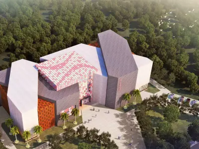 Futuristic Cultural Center with Geometric Massing 3D model