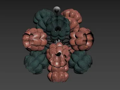 Luster glass flower pendant light 3D model