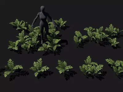 Forest floor weeds green plant Low-poly 3D model