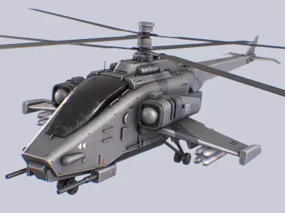 Scifi Helicopter Low-poly 3D model by Anima-Z