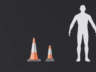 Traffic Cones 500 n 750 Orange 3D Model Pack