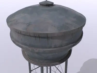Water tower 1 Low-poly 3D model