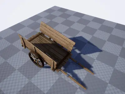 Stylized Medieval Cart Low-poly 3D model