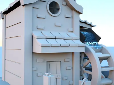 3d mill house model Low-poly 3D model
