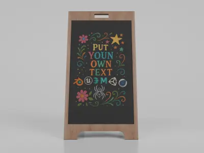 Customizable Heavy Duty Modern A-Frame Chalkboard Sign Low-poly 3D model