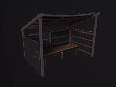 Bus stop Low-poly 3D model 3