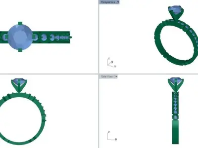 Gold Jewelry Solitaire Ring 3D Model 3D print model