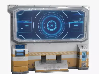 Sci Fi Big Control Monitor Low-poly 3D model