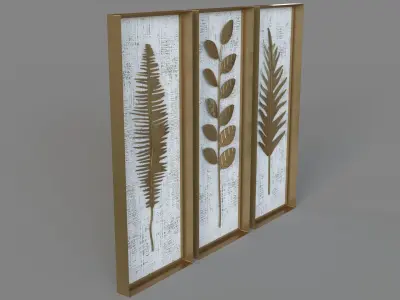 Deco 79 Contemporary Metal Leaves Wall Decor 3D model