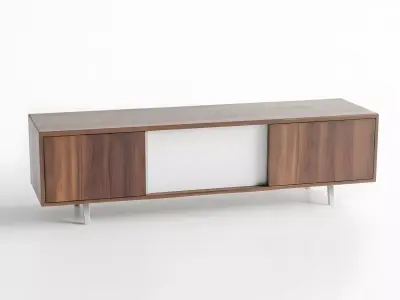 Modern Walnut TV Console 3D Model Low-poly 3D model