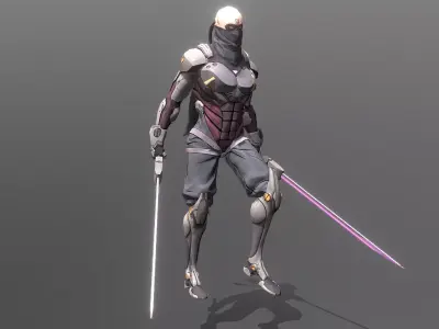 Cyborg Scifi Ninja Serial Walk Fbx Png 3D model