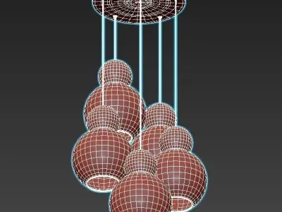 iledex-blossom-c4476-5r-gl chandelier with five glass globes ... 3D model