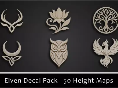 3DT Elven Ornamental Decal and Stamp Pack Low-poly 3D model