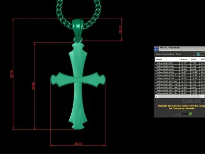 Light Gold 18K Cross Pendant 1CP033 3D print model