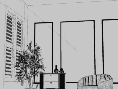 3D model of Architectural scene Minimalistic 3D model