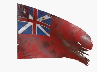 British Red Naval Ensign 1707-1801 Low-poly 3D model