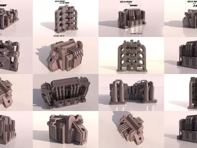 20 Sci-fi Props factory for 3Dprint 3D Model Pack