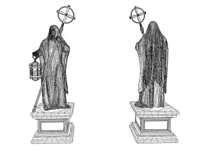 Holy Priest Statue Game-Ready 3d model Low-poly 3D model