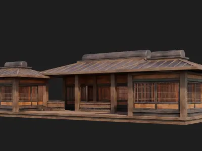 Old Japanese House Building 4K Textures GameReady 116 Low-poly 3D model