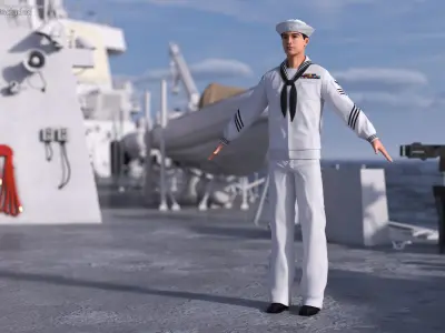  Asian Sailor US Navy A-Pose 