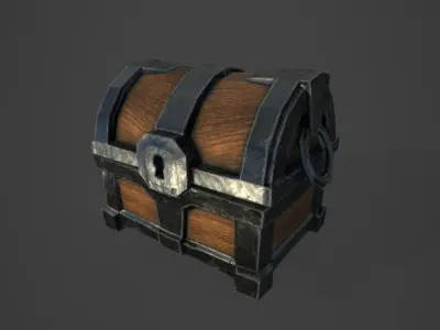 Chest of treasures Low-poly 3D model