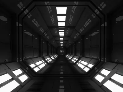 SCI FI INTERIOR SCENE SPACE SHIP CORRIDOR Low-poly 3D model