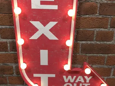 Highly detailed model of vintage lighted exit sign 3D model