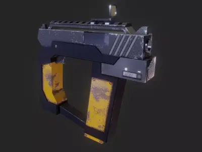 Cyberpunk sci-fi gun LowPoly Low-poly 3D model