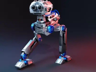 Futuristic Stylized Scout Robot Low-poly 3D model
