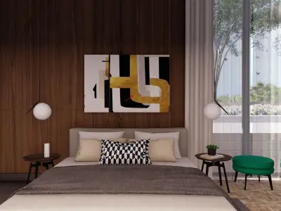 ecological modern village house design Low-poly 3D model