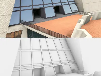 Wilson Hall Fermilab building Low-poly 3D model