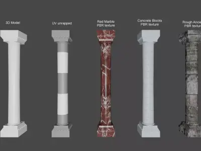 Column -  used with any Architectural style Low-poly 3D model