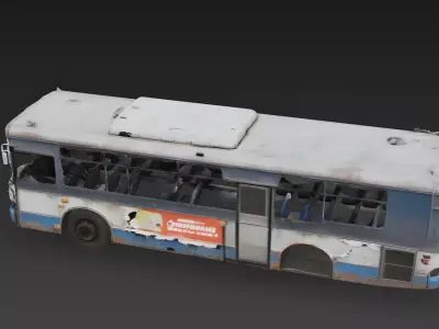 The Last Stop Ruined City Bus 3D Model Low-poly 3D model
