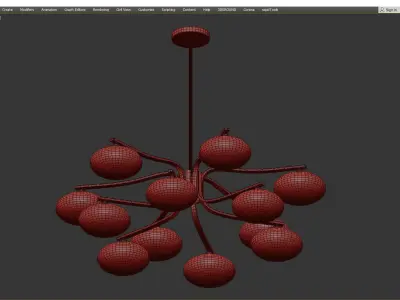 Oval Balls Mushrooms Chandelier Low-poly 3D model