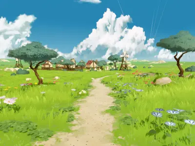 Stylized Village Low-poly 3D model