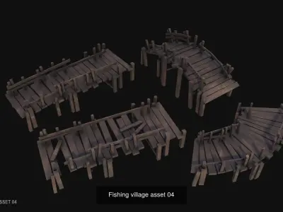 Fishing village asset collection 3D Model Pack