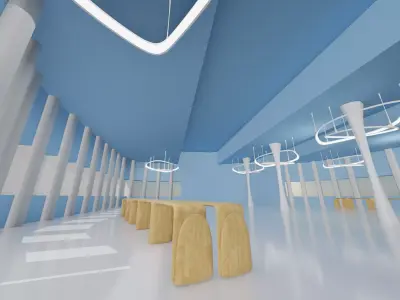 Futuristic exhibition interior ART GALLERY 3D 3D model