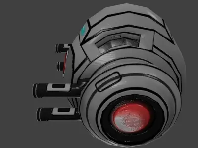 Sci-fi Low poly Sphere Robot Turret Low-poly 3D model