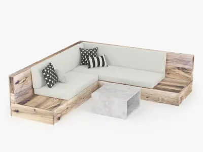 Sofa and concret table 3D model